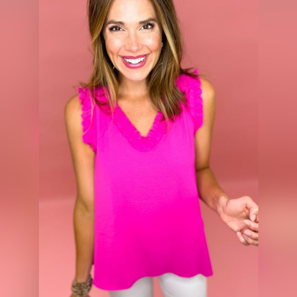Hot Pink ruffle sleeve top